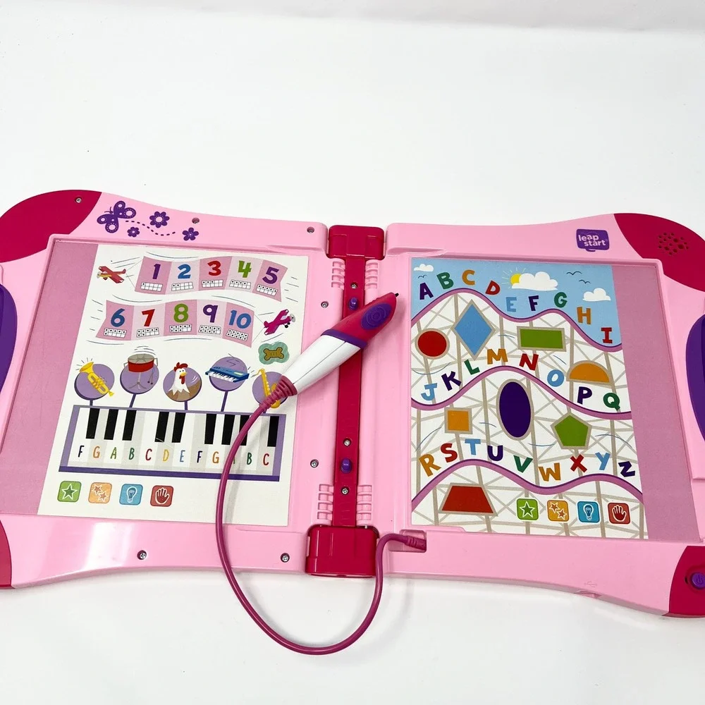 Leap Frog Leap Start Pink Interactive Learning System Pad Tested Educational Toy